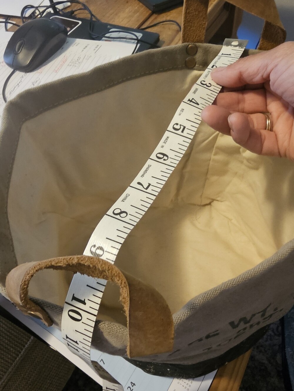 Distressed Canvas Tote with Leather Handles - Picture 6 of 6